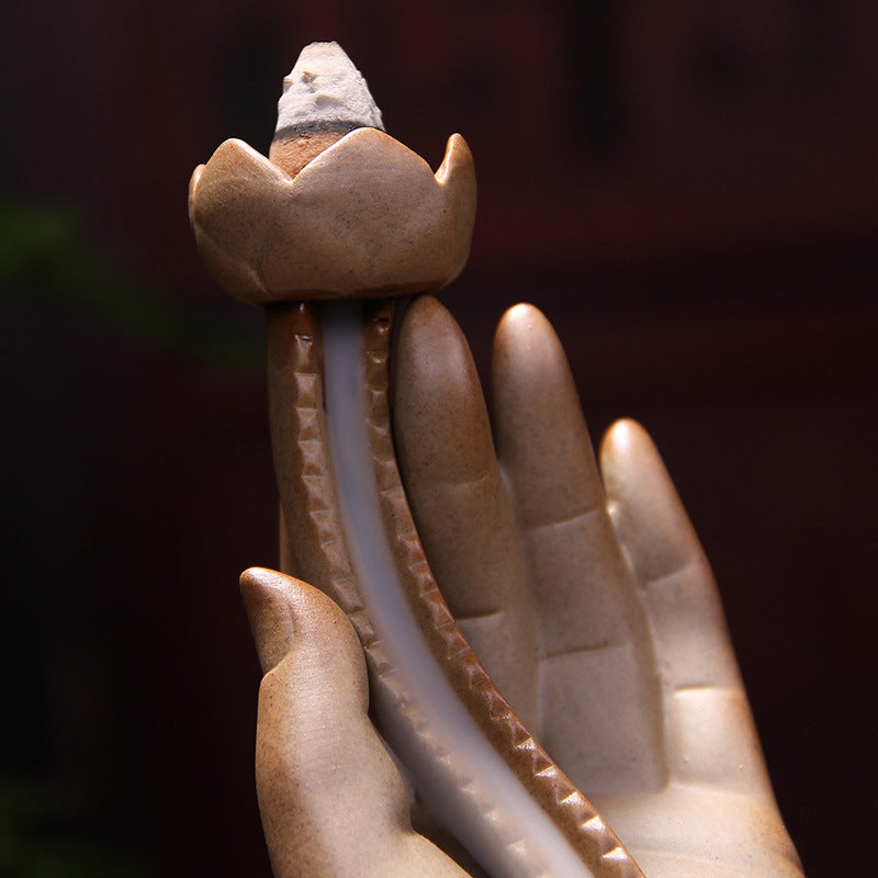 Creative Ceramic Backflow Incense Burner with Lotus – Japandi Calm Ritual Decor