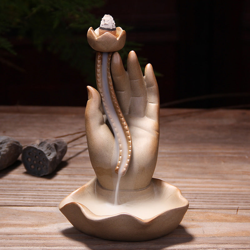 Creative Ceramic Backflow Incense Burner with Lotus – Japandi Calm Ritual Decor