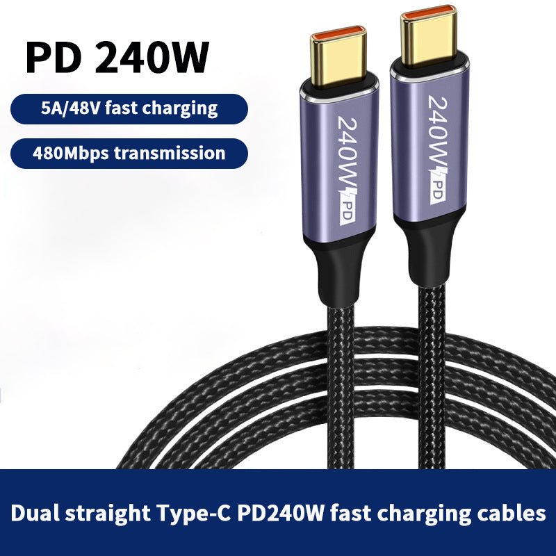 Braided 100W USB‑C fast charging cable for laptops and phones.