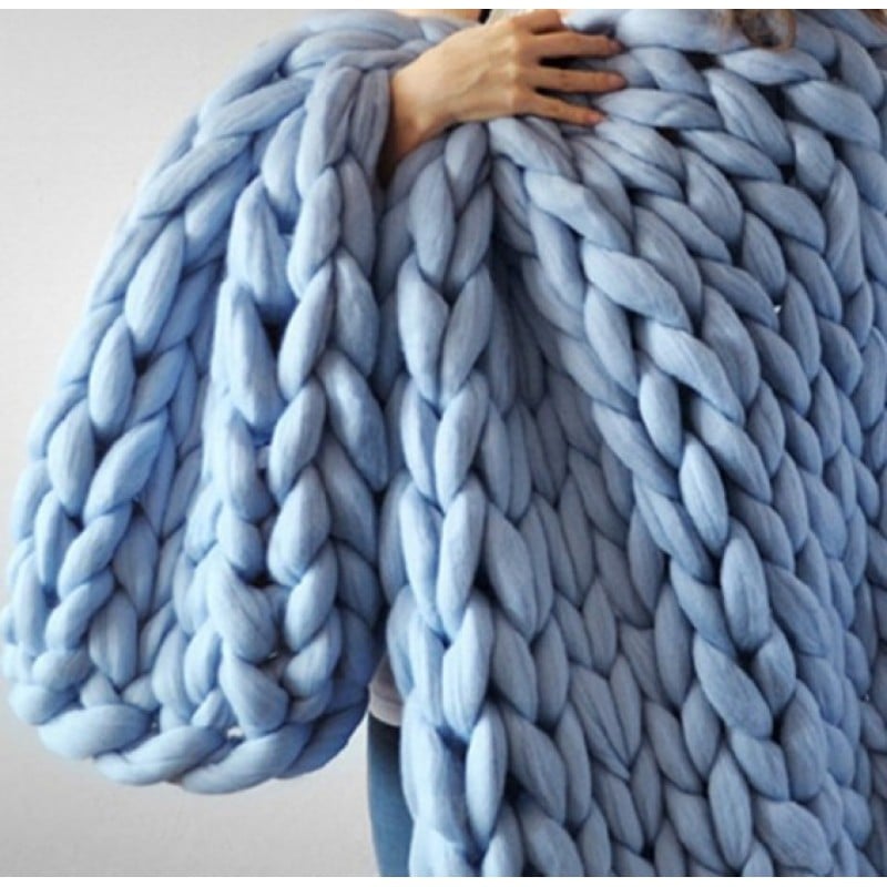 Chunky Knit Cozy Blanket – Premium Thick Weave Throw