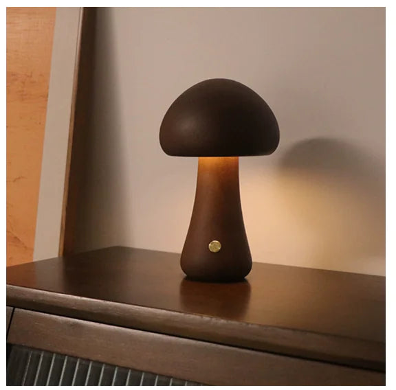 Mushroom Table Lamp – Walnut A