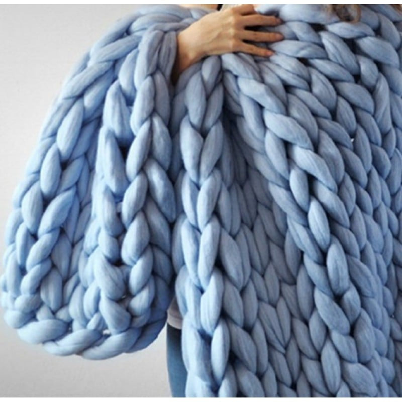 Chunky Knit Cozy Blanket – Premium Thick Weave Throw