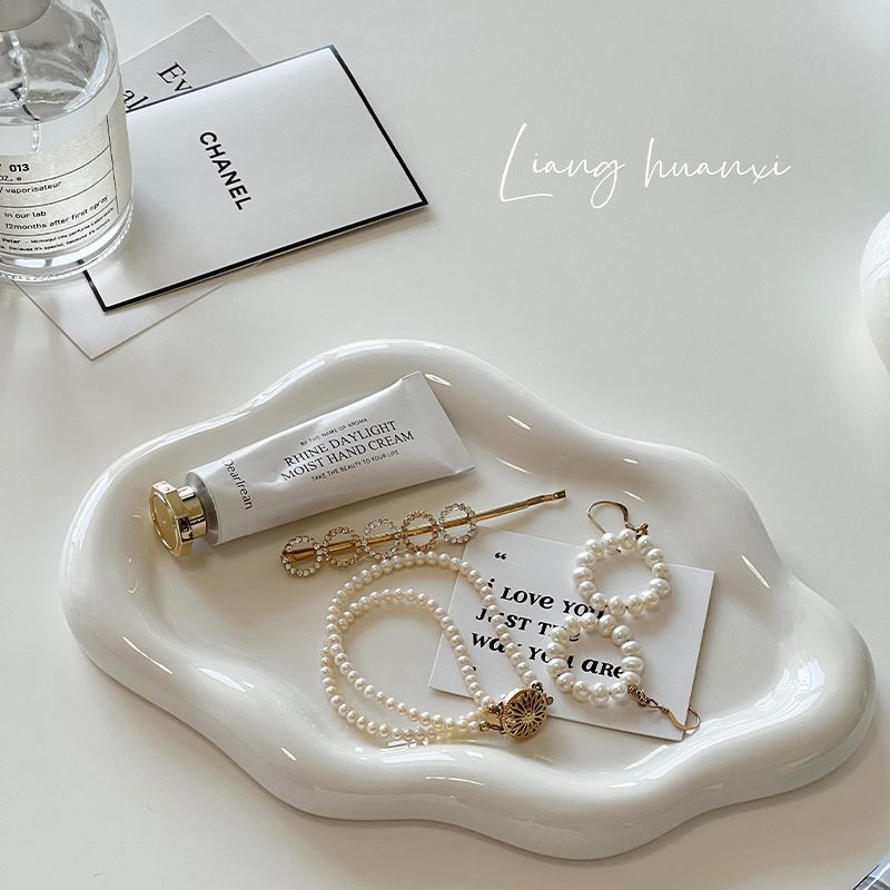 Cloud Ceramic Jewelry Storage Tray – Calm Minimalist Home Mood Decor | Zenova Shop – matte ceramic cloud tray for jewelry; calm minimalist h