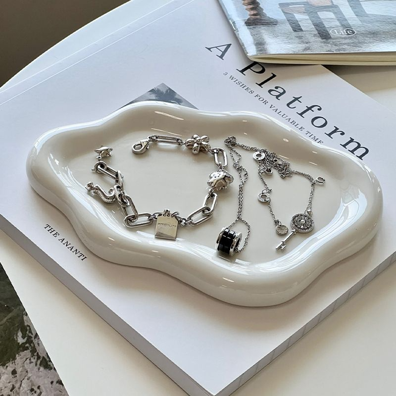 Cloud Ceramic Jewelry Storage Tray – Calm Minimalist Home Mood Decor | Zenova Shop – matte ceramic cloud tray for jewelry; calm minimalist h