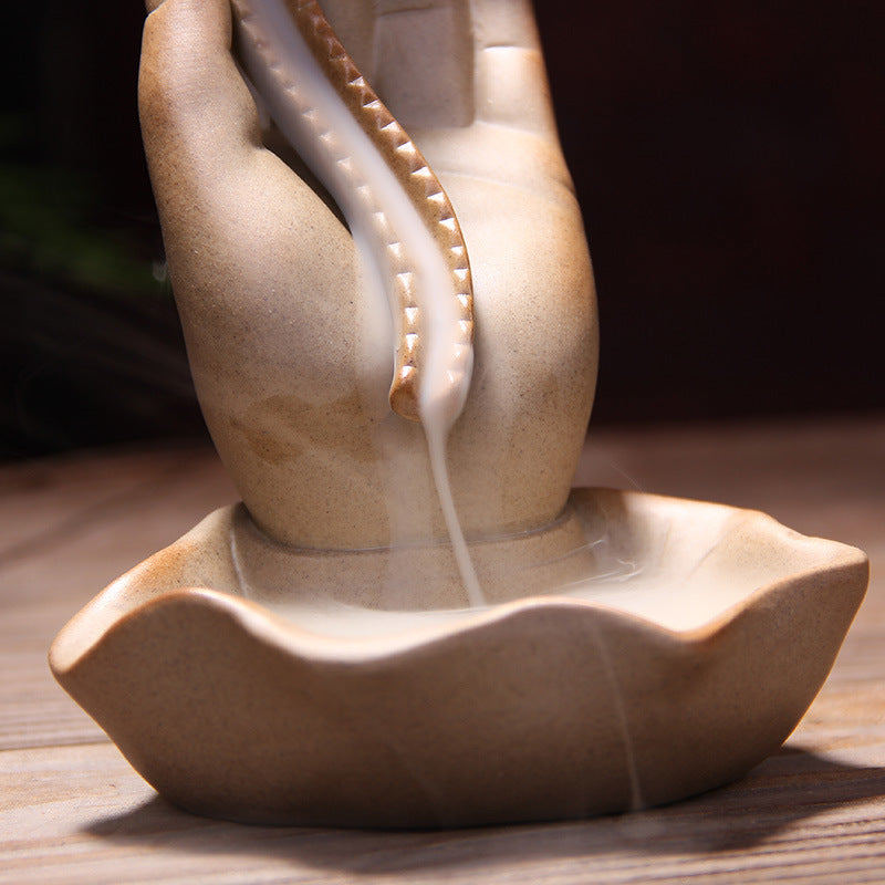 Creative Ceramic Backflow Incense Burner with Lotus – Japandi Calm Ritual Decor